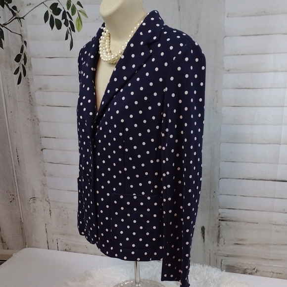 Talbots Navy Polka Dot Blazer Size SP - Picture 4 of 7